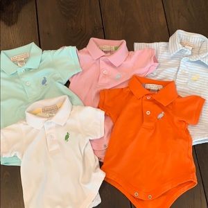 Lot of 5 TBBC baby boys polo bodysuits 0-6m